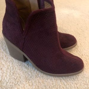 Burgundy booties with slight heel